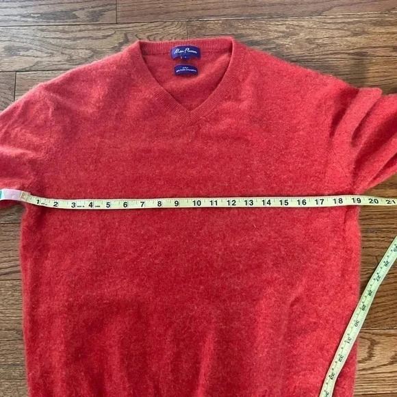 Alan Flusser Men's V-Neck 2 Ply Cashmere Sweater Orange Pullover Sz L - Picture 5 of 6